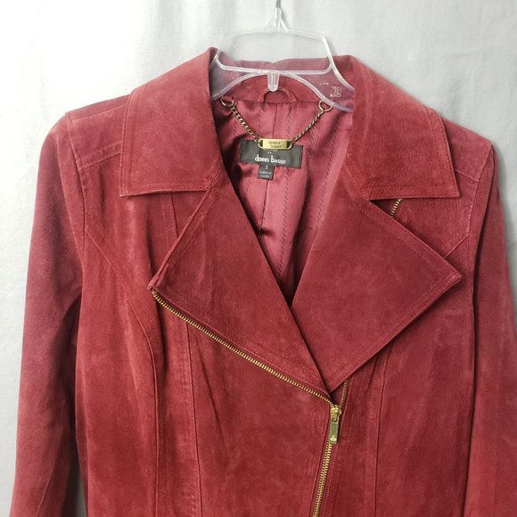 Dennis Basso Women's Red Leather Full Zip Lined Coat Jacket - Picture 2 of 13